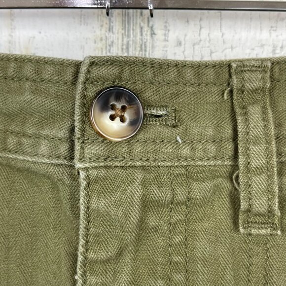 Madewell Camp shorts high waist mono stripe army olive green size S classic - Picture 3 of 8